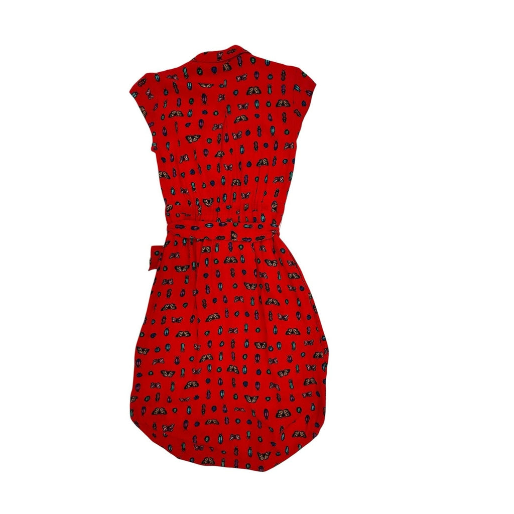 Anthropologie 52 Conversations Colloquial Bug Butterfly Shirt Dress Red Size 0