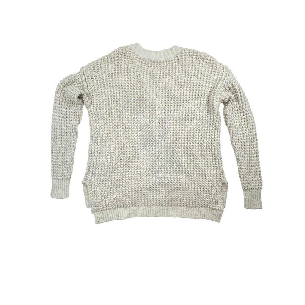 Free People Whistle Thermal Chunky Knit Henley Sweater in White Cloud size M