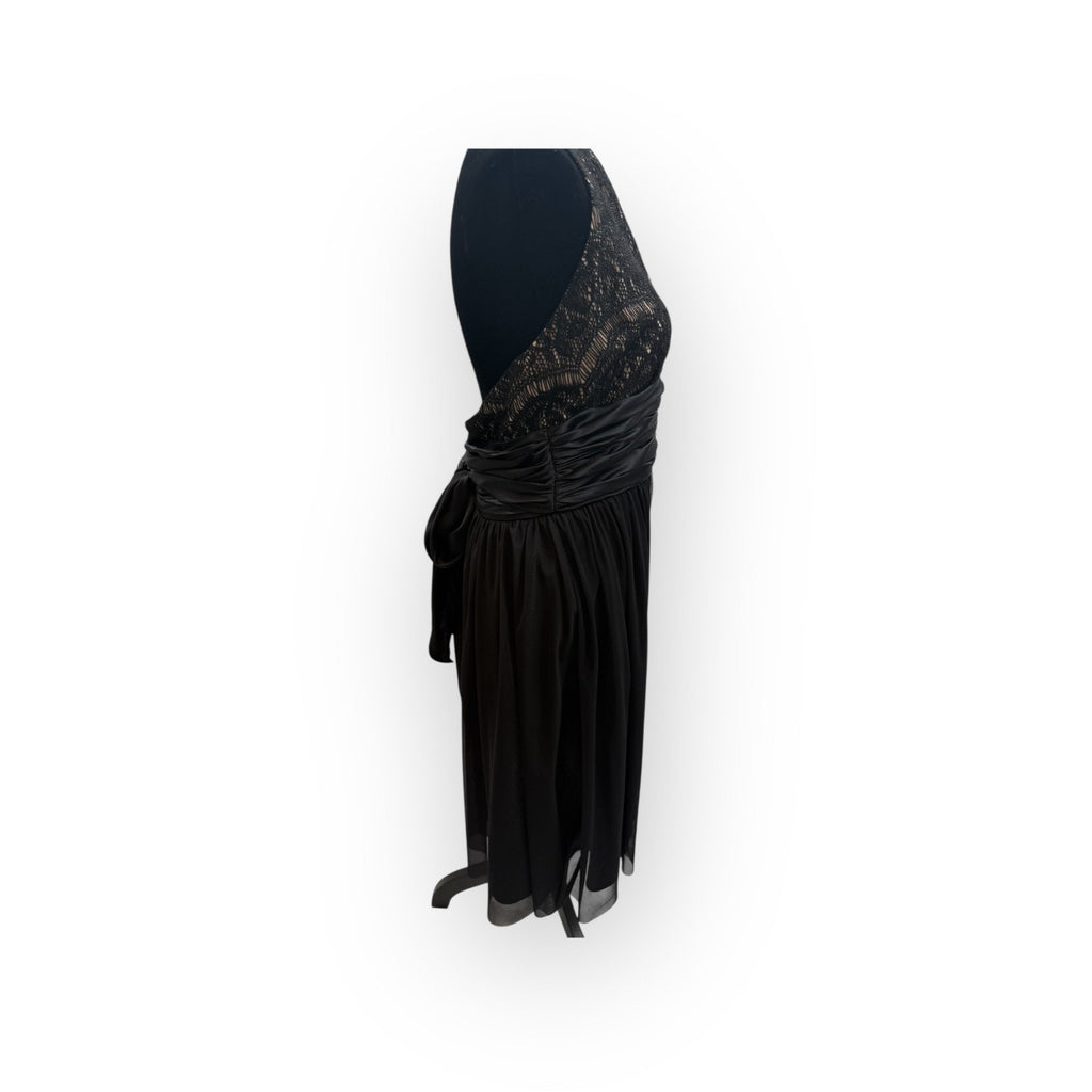 Maggy London Lace Silk Party Dress Black Size 10 Satin Tie