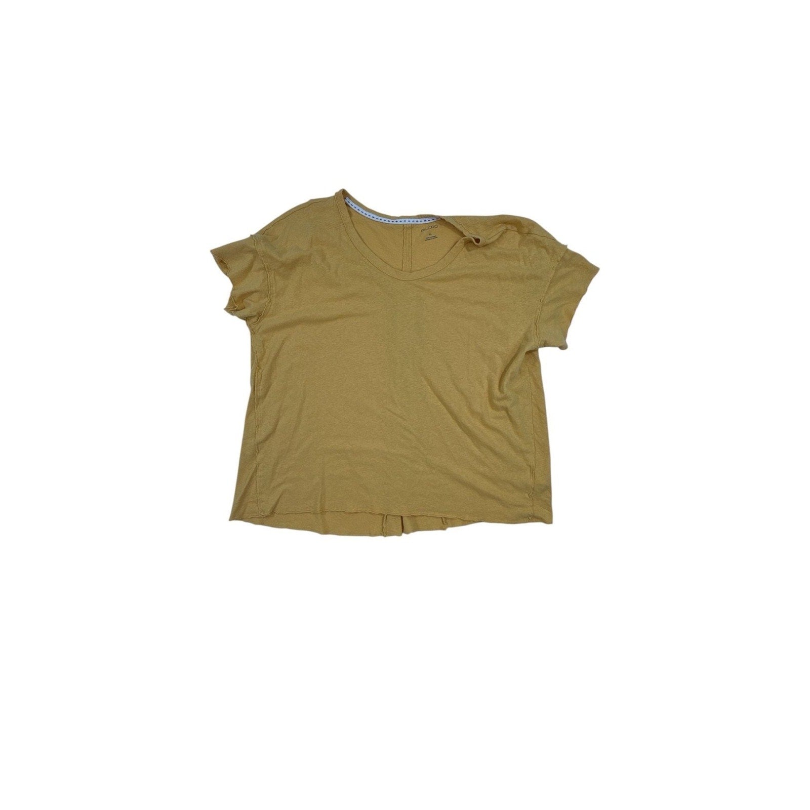 Pilcro Anthropologie Mustard Yellow Linen Blend Short Sleeve T-Shirt XL