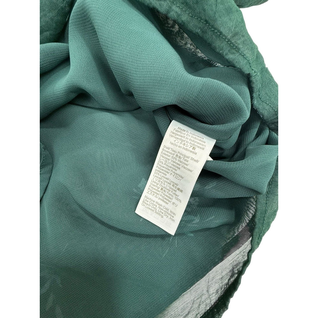 J.Crew Ruffle Collar Floral V-Neck Sheer Blouse in Emerald Green Size S