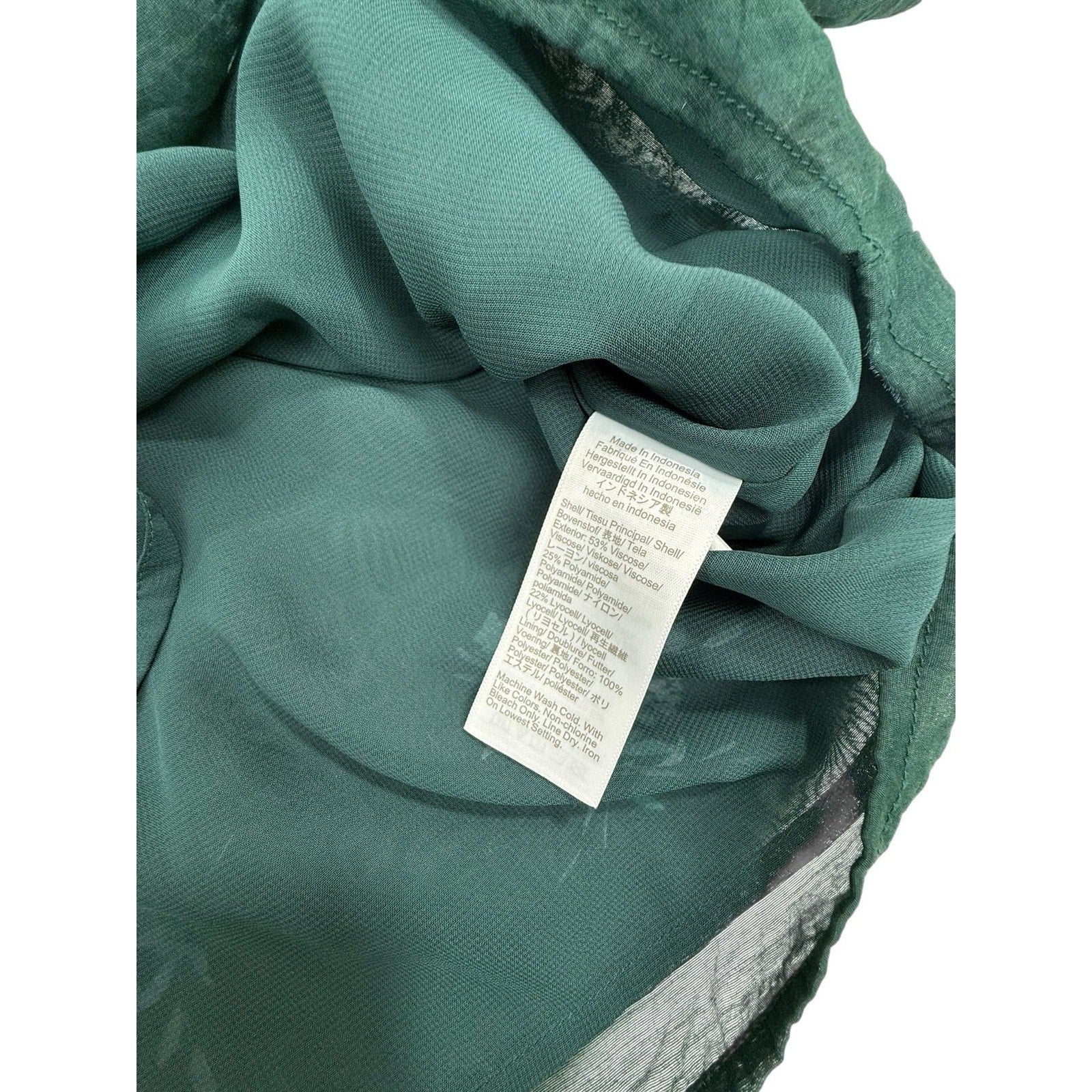 J.Crew Ruffle Collar Floral V-Neck Sheer Blouse in Emerald Green Size S