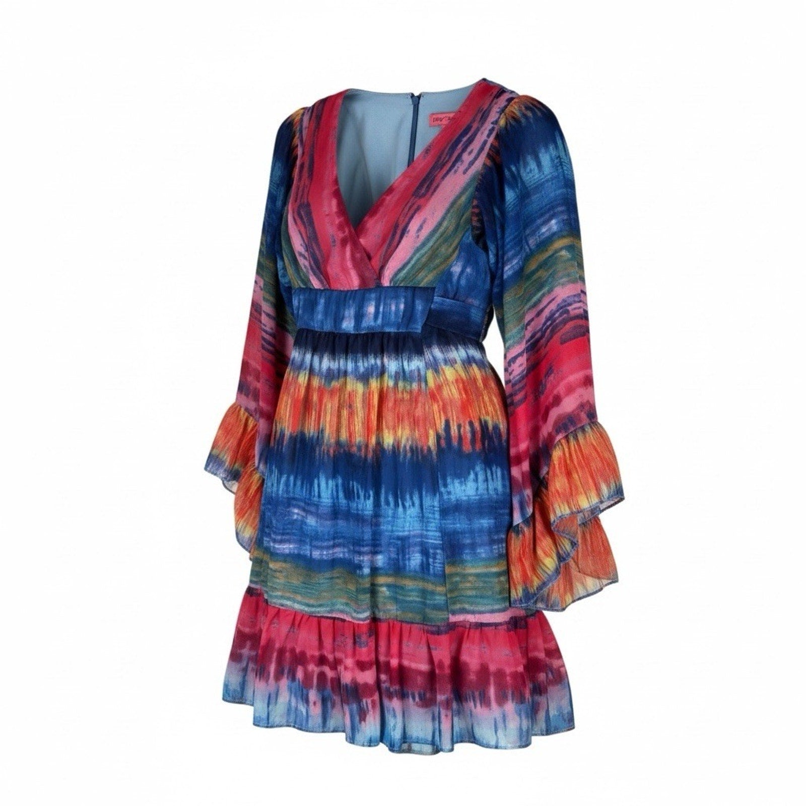 Betsey Johnson Tie Dye Boho BAMBI Empire Waist Bell Sleeves Dress Size 4