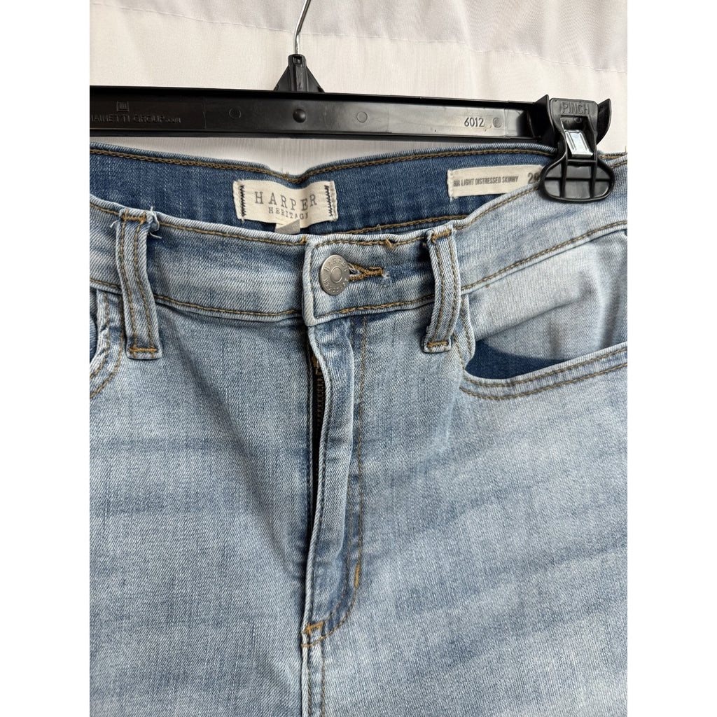 Womens Harper Heritage High Rise Light Distressed Skinny Jeans Size 29
