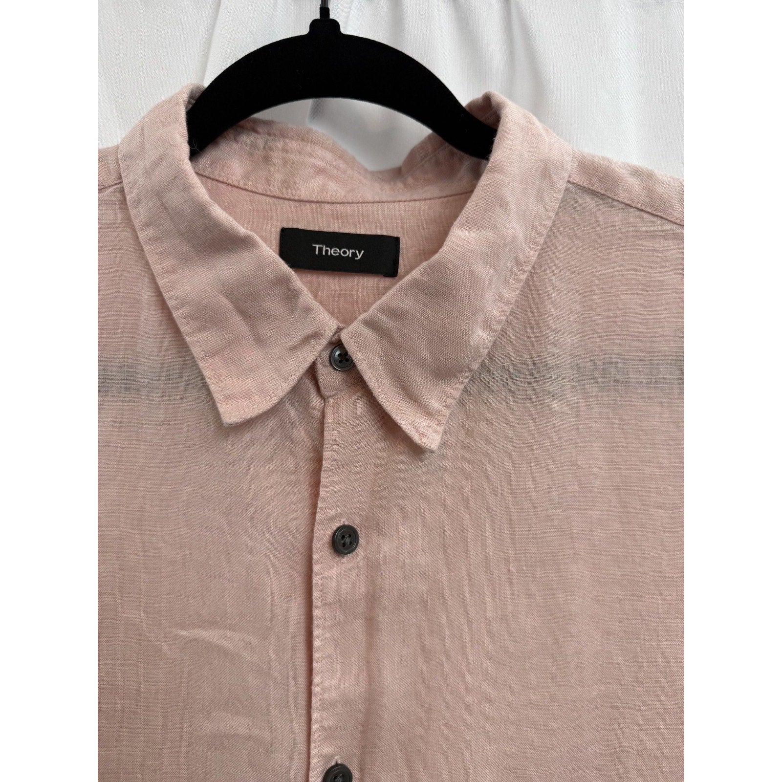 Theory Mens 100% Linen Long Sleeve Button Up Shirt Pink Size S