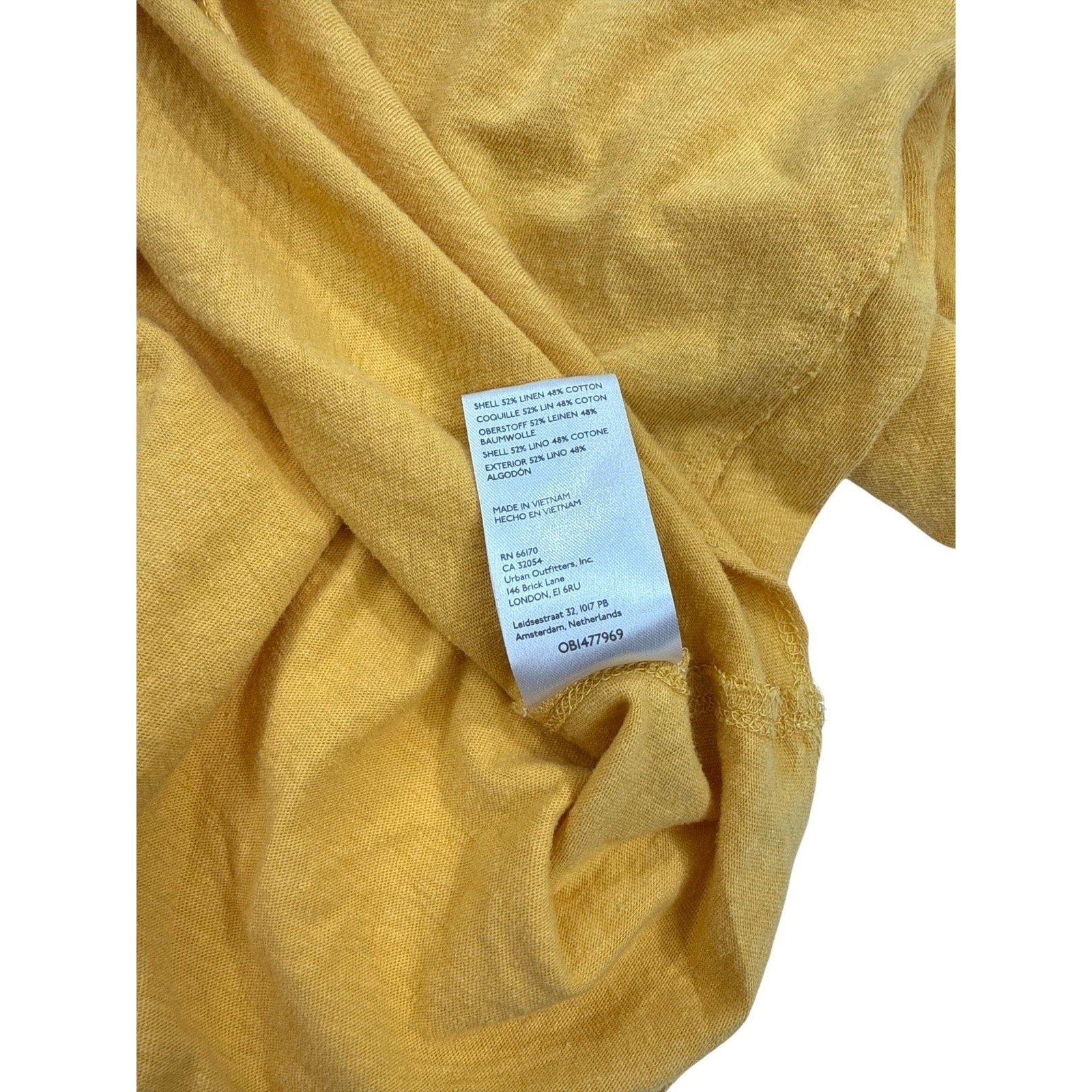 Pilcro Anthropologie Mustard Yellow Linen Blend Short Sleeve T-Shirt XL