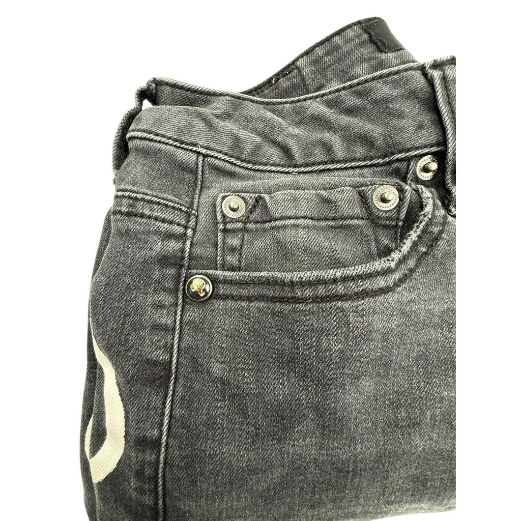 Ed Hardy Women's Size 24 Love Kills Slowly Embroidered Wide Leg Jeans in Faded B