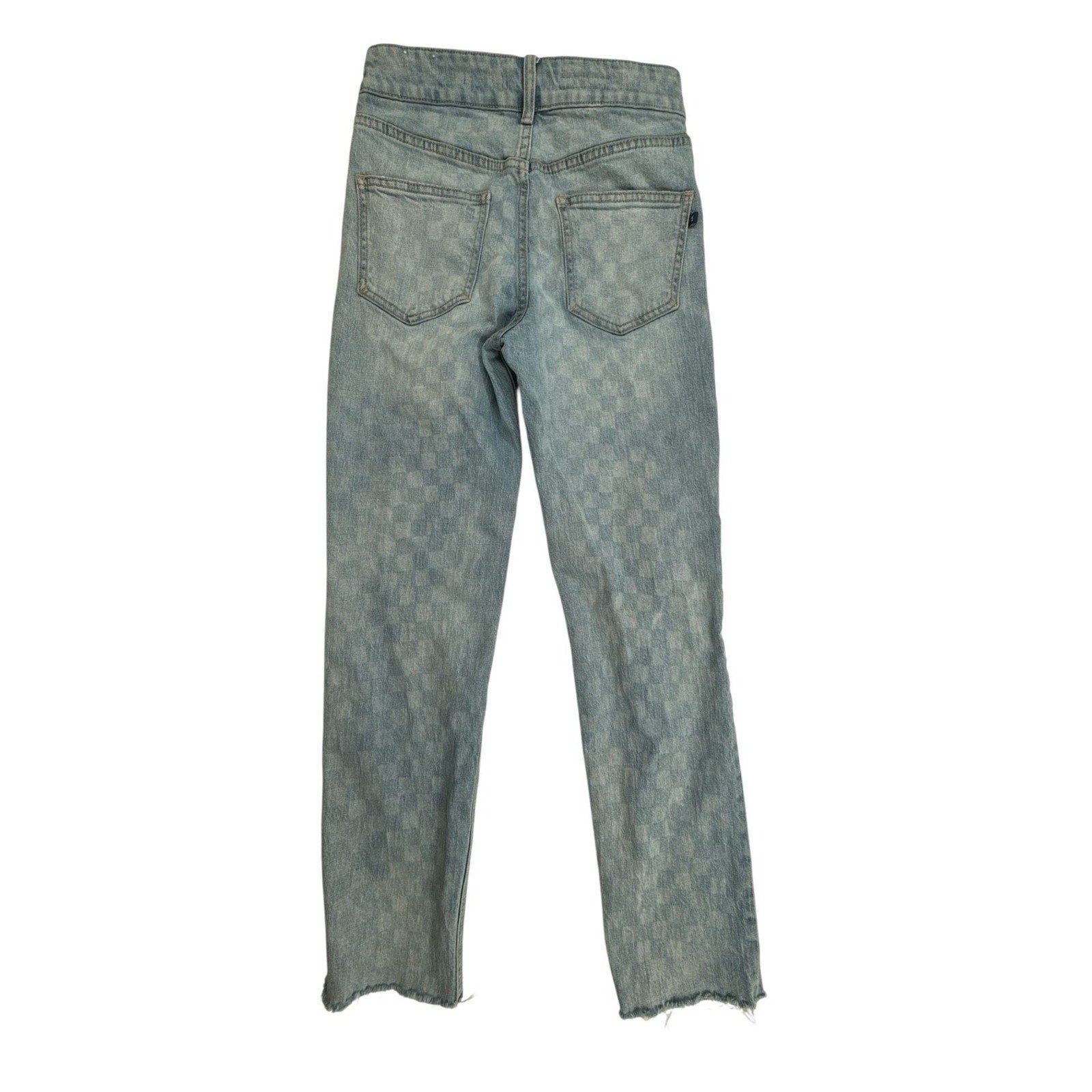 Pilcro The Vintage Straight Checkered Distressed Raw Hem Jeans size 25
