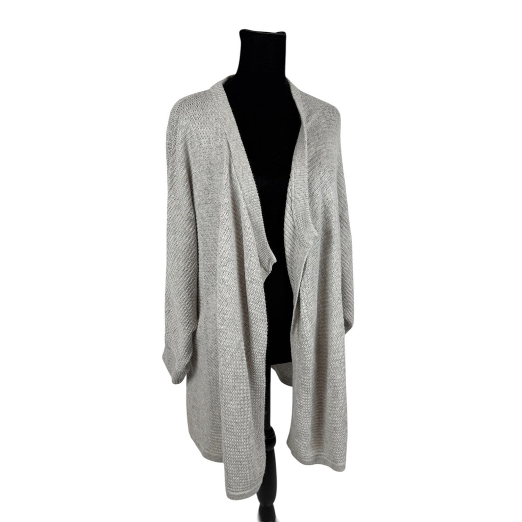 Madewell Seabank Open Front Drape Basketweave Cardigan Sweater Gray Size M