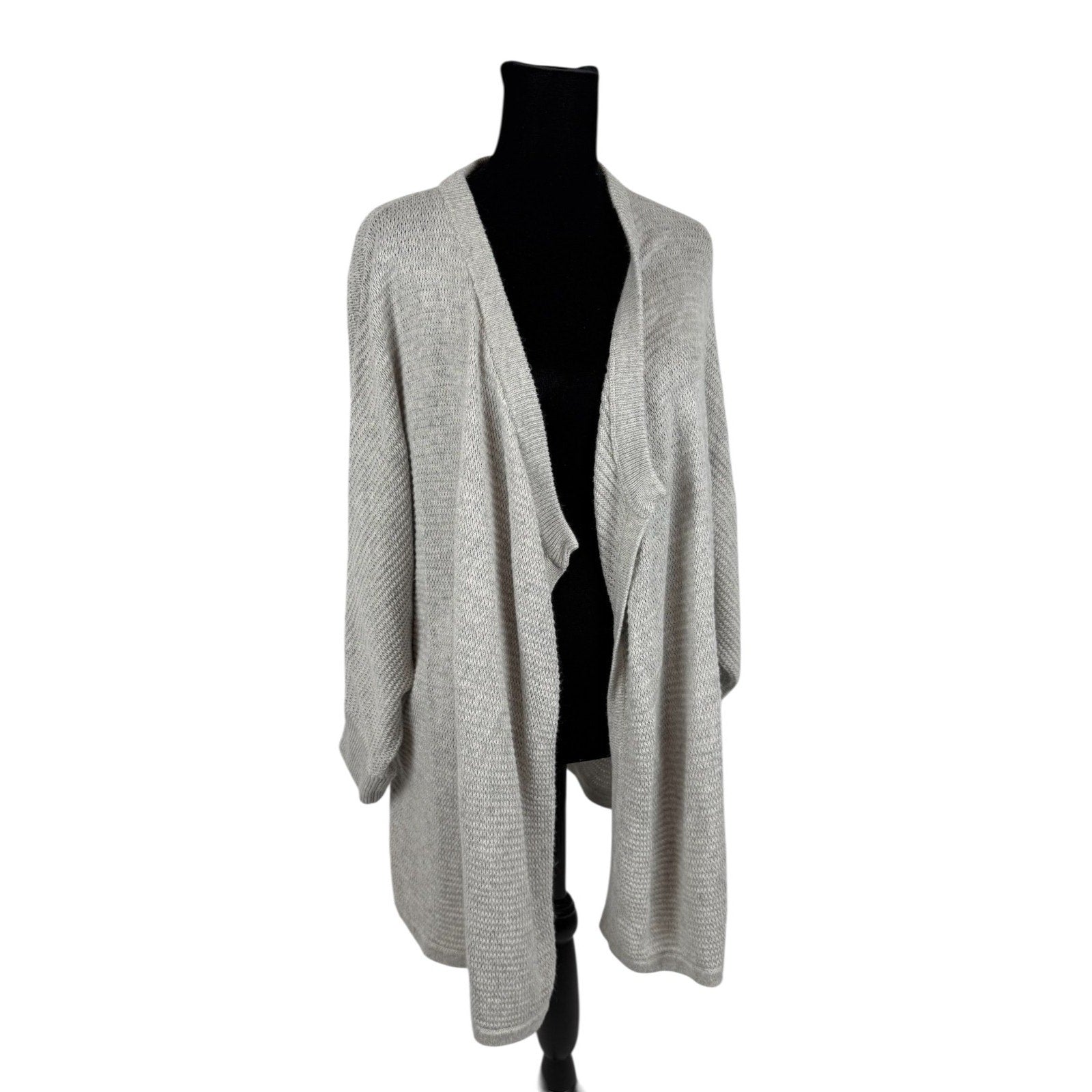 Madewell Seabank Open Front Drape Basketweave Cardigan Sweater Gray Size M