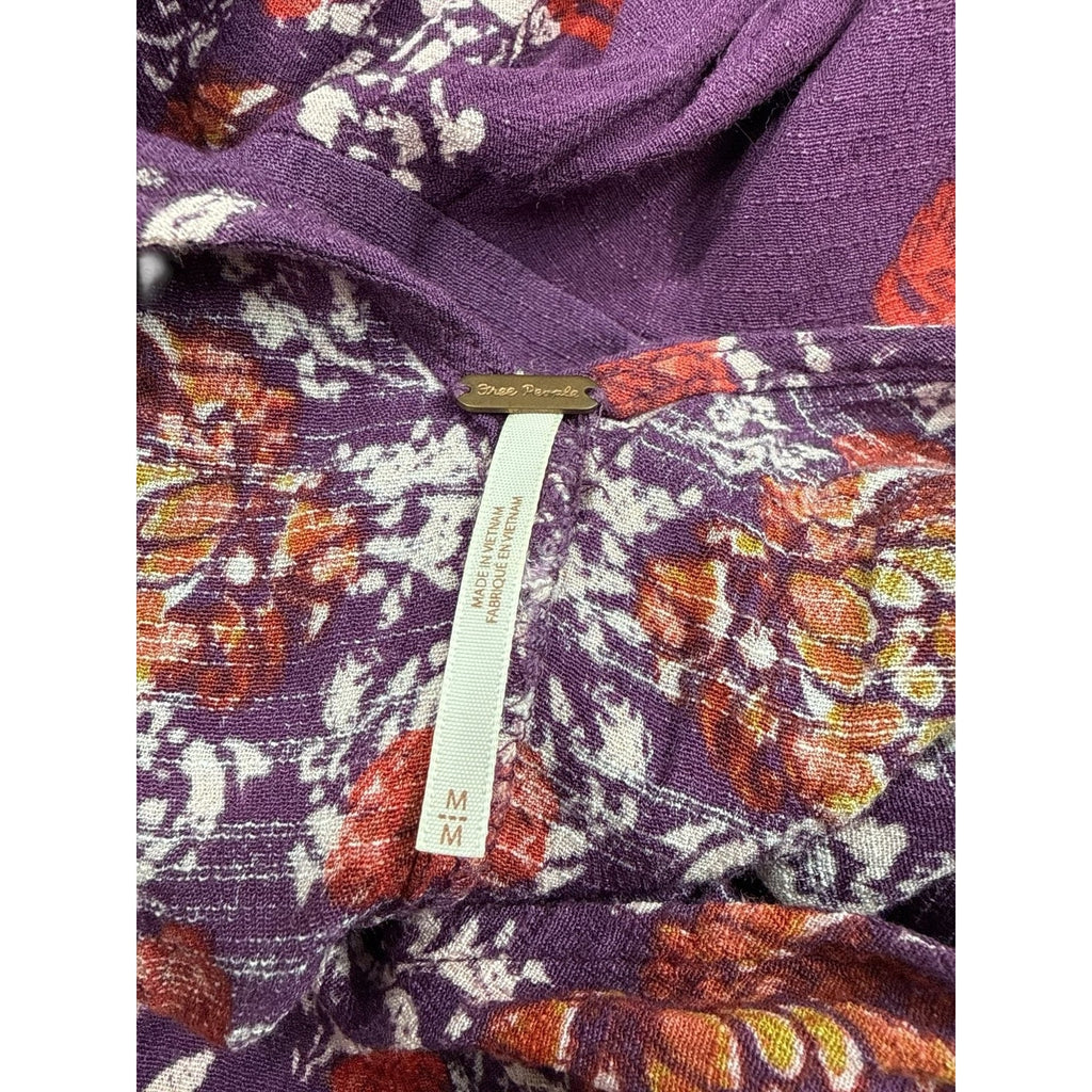 Free People Smooth Talker Floral Plumberry Combo Tunic Mini Dress M
