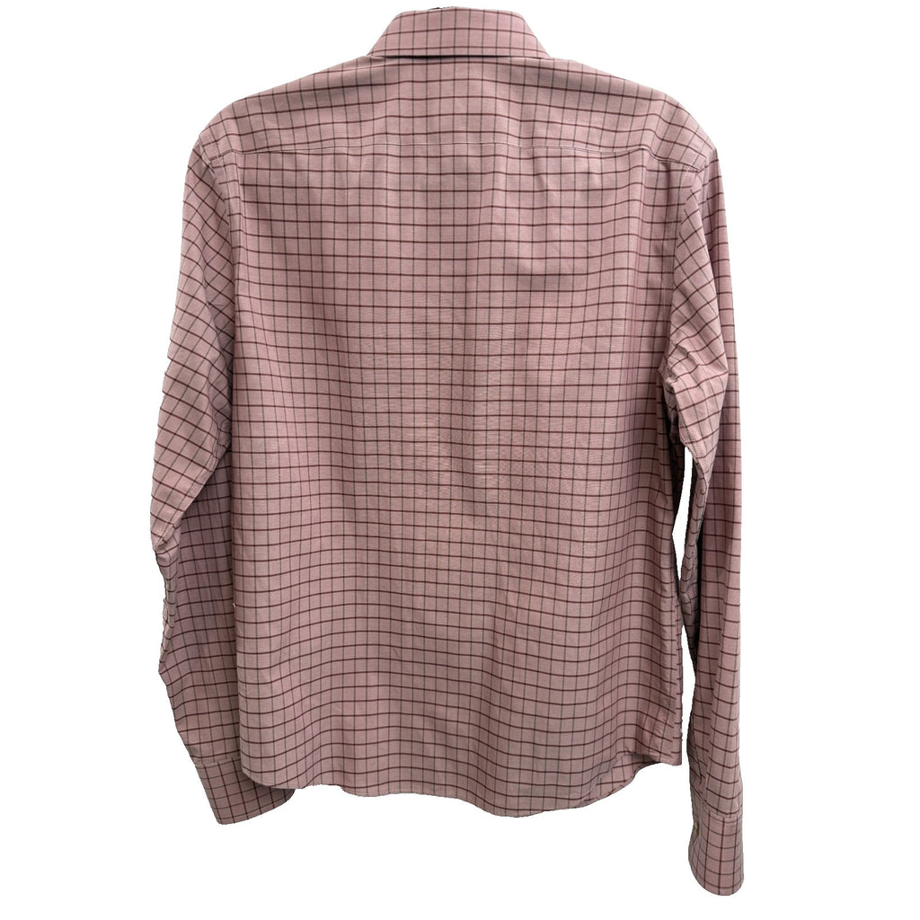 UNTUCKit Mens Designer Long Sleeve Pink Checkered Casual Shirt Size S