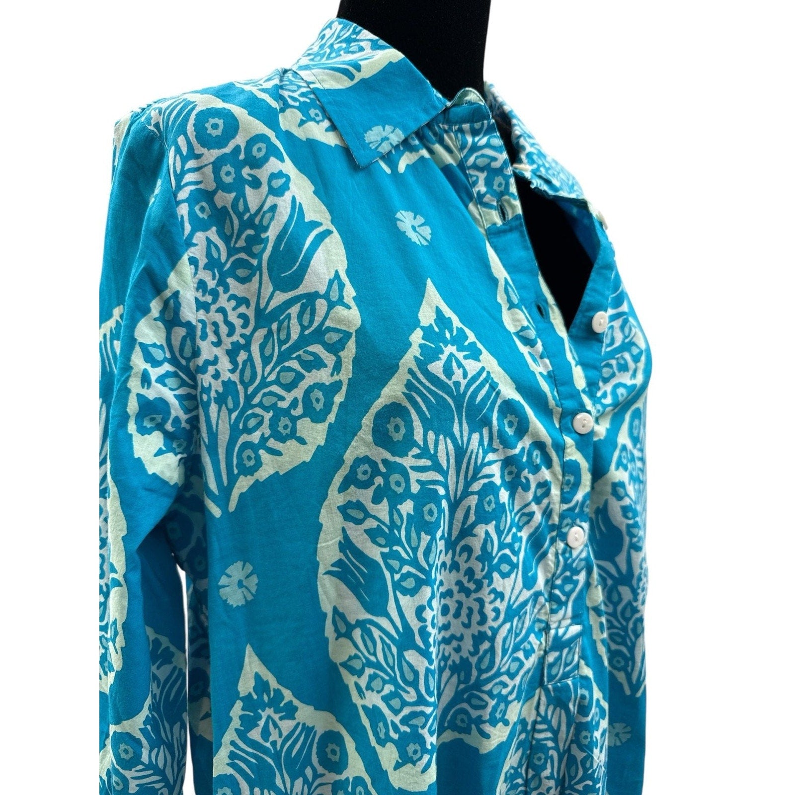 LIVRO Polly Mini Dress Blue Blossoms A-Line Shirt Dress