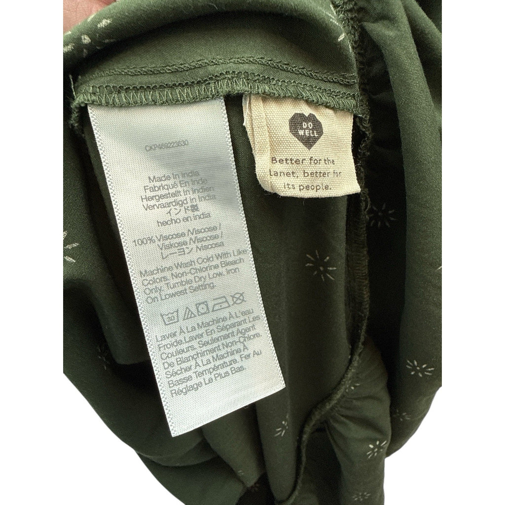 MADEWELL Tie-Neck Tiered Swingy Midi Dress Stardot Dark Forest SZ XS