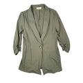 Altard State Women's Sz S Green Single Breasted 3/4 Ruch Sleeve Blazer