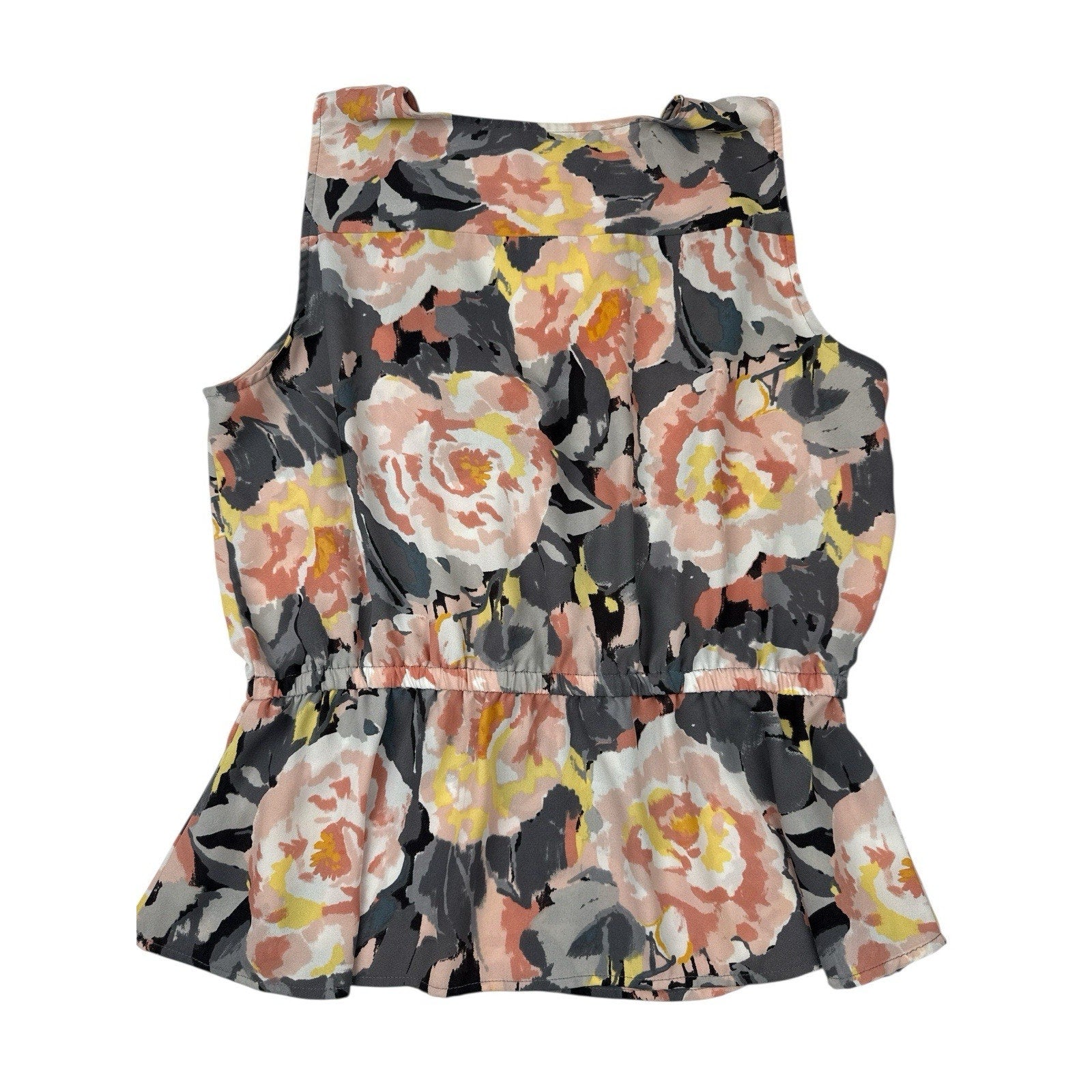 Ann Taylor 2 Piece Outfit Floral Blouse Size L & Gray Skirt Skirt Size 8