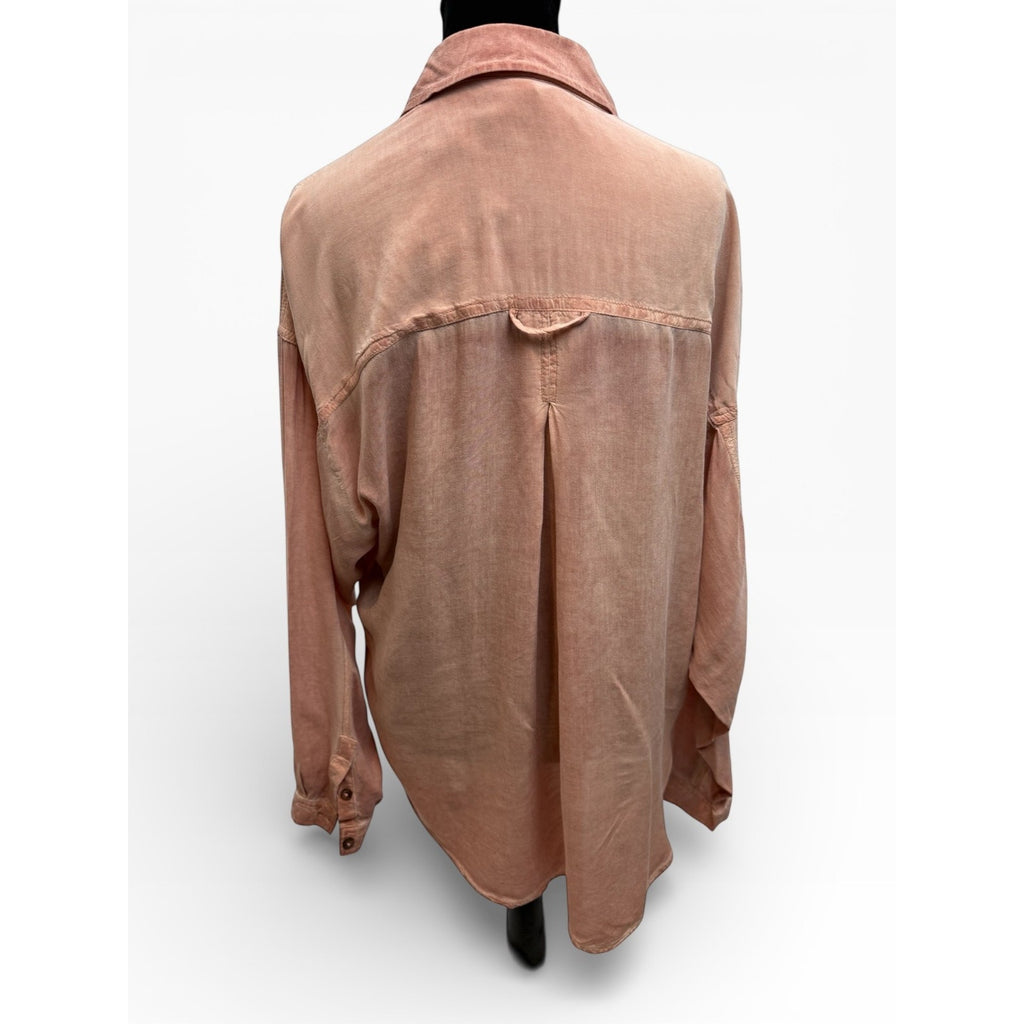Pilcro Anthropologie Women Shirt XS Dusty Pink Button Down Oversized Relaxed