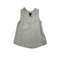Tahari 100% Linen Sleeveless Henley Tank Top Grey Size Medium