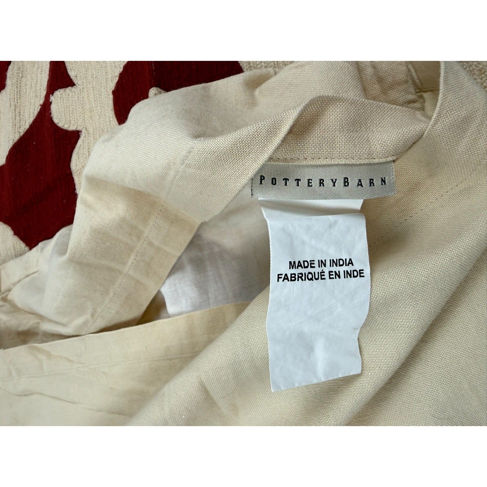 Pottery Barn Red Scroll Chain Stitch 20 in Pillow Cover Set Of Two