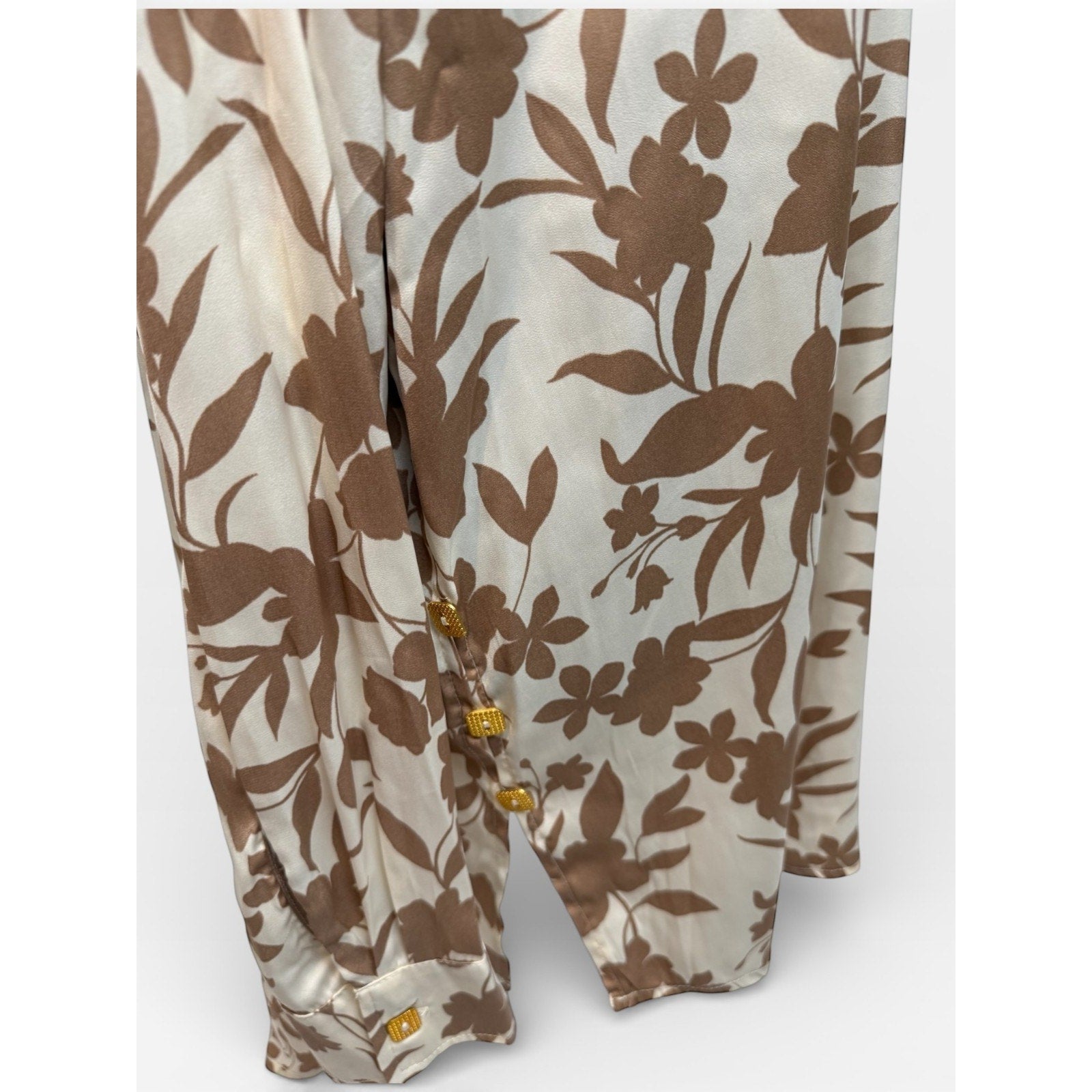 Cupio Womens XL Floral Beige Ivory Shirt Dress