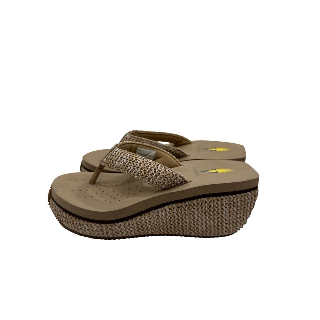 Volatile Women's Island Raffia Wedge Platform Thong Sandals in Natural