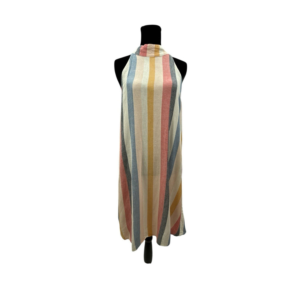 Anthropologie Cloth & Stone Dress Women Striped Linen Blend Bohemian Size L