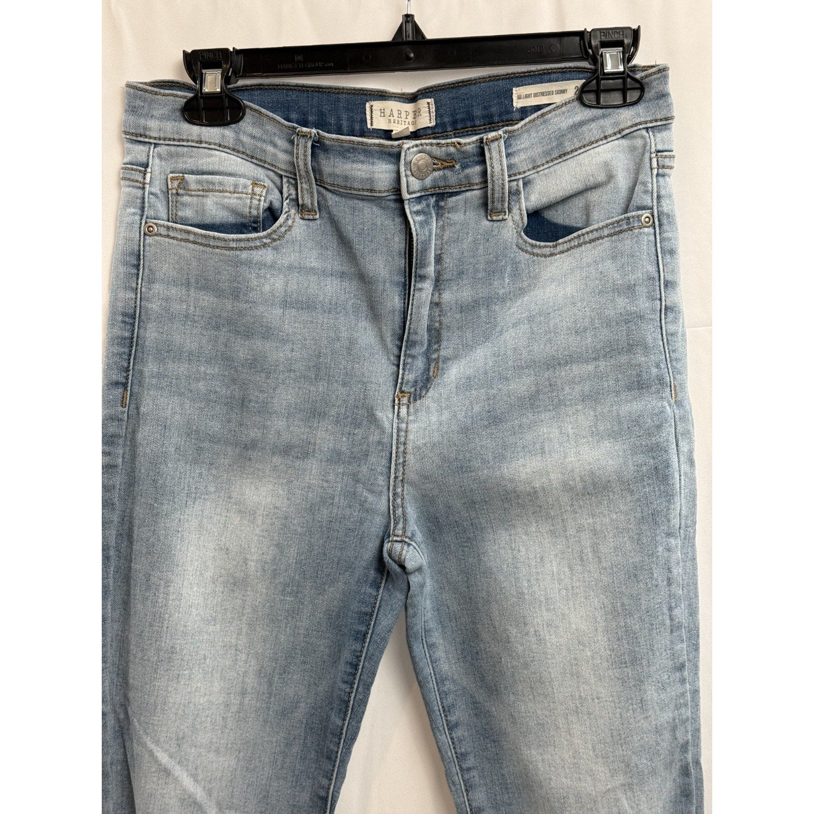 Womens Harper Heritage High Rise Light Distressed Skinny Jeans Size 29