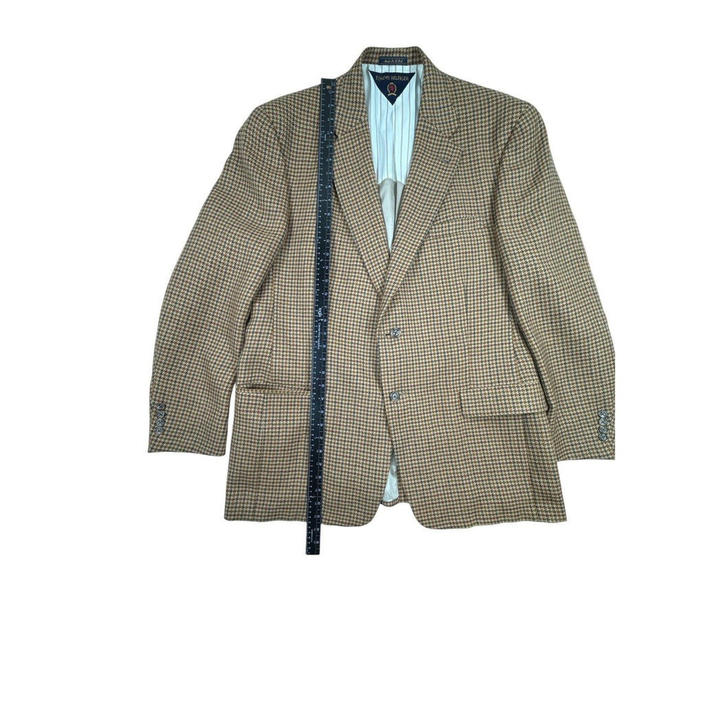 Vintage Tommy Hilfiger Mens 46L Wool Houndstooth Sport Coat Blazer Made in USA