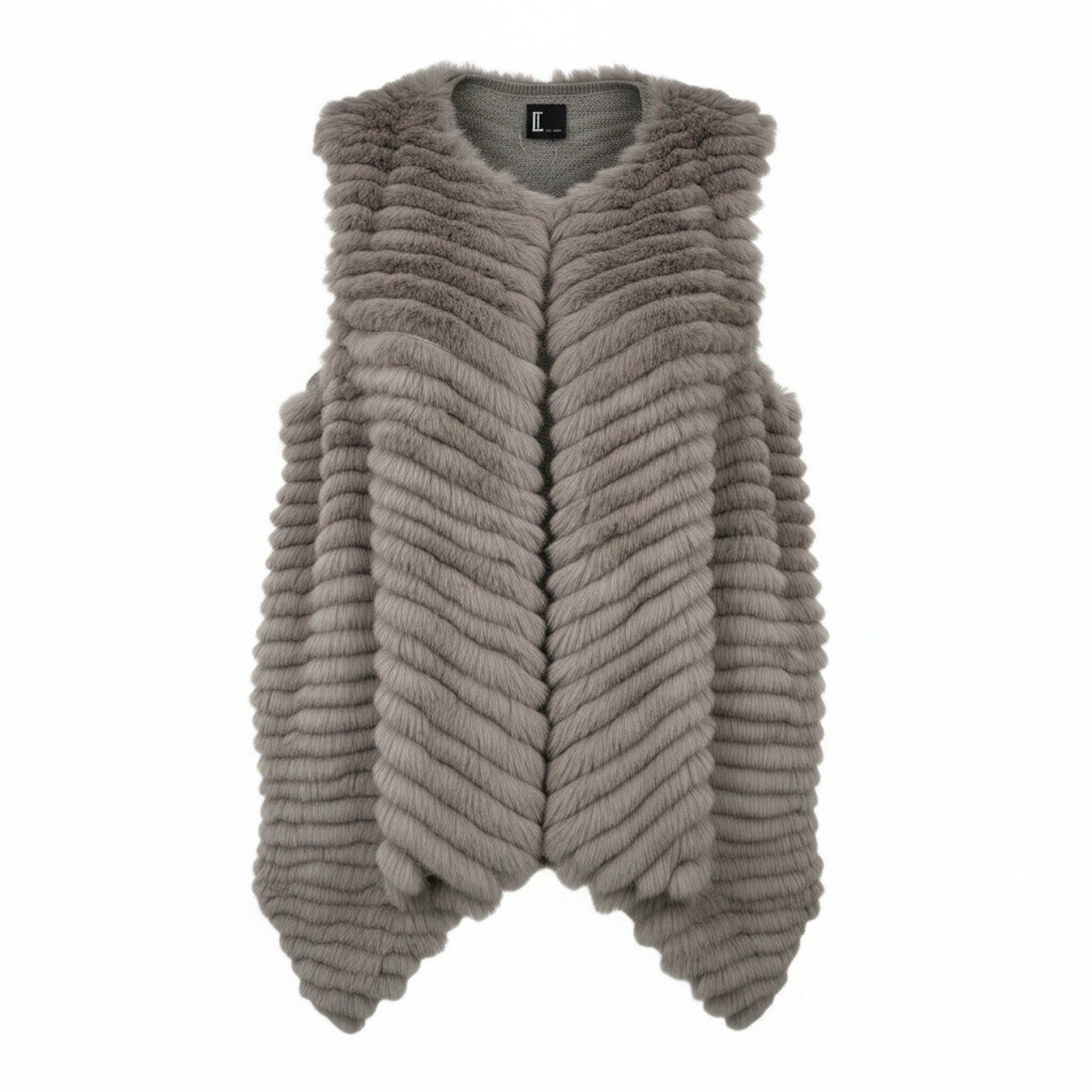 Love Token Gray Rabbit Fur Vest Size S