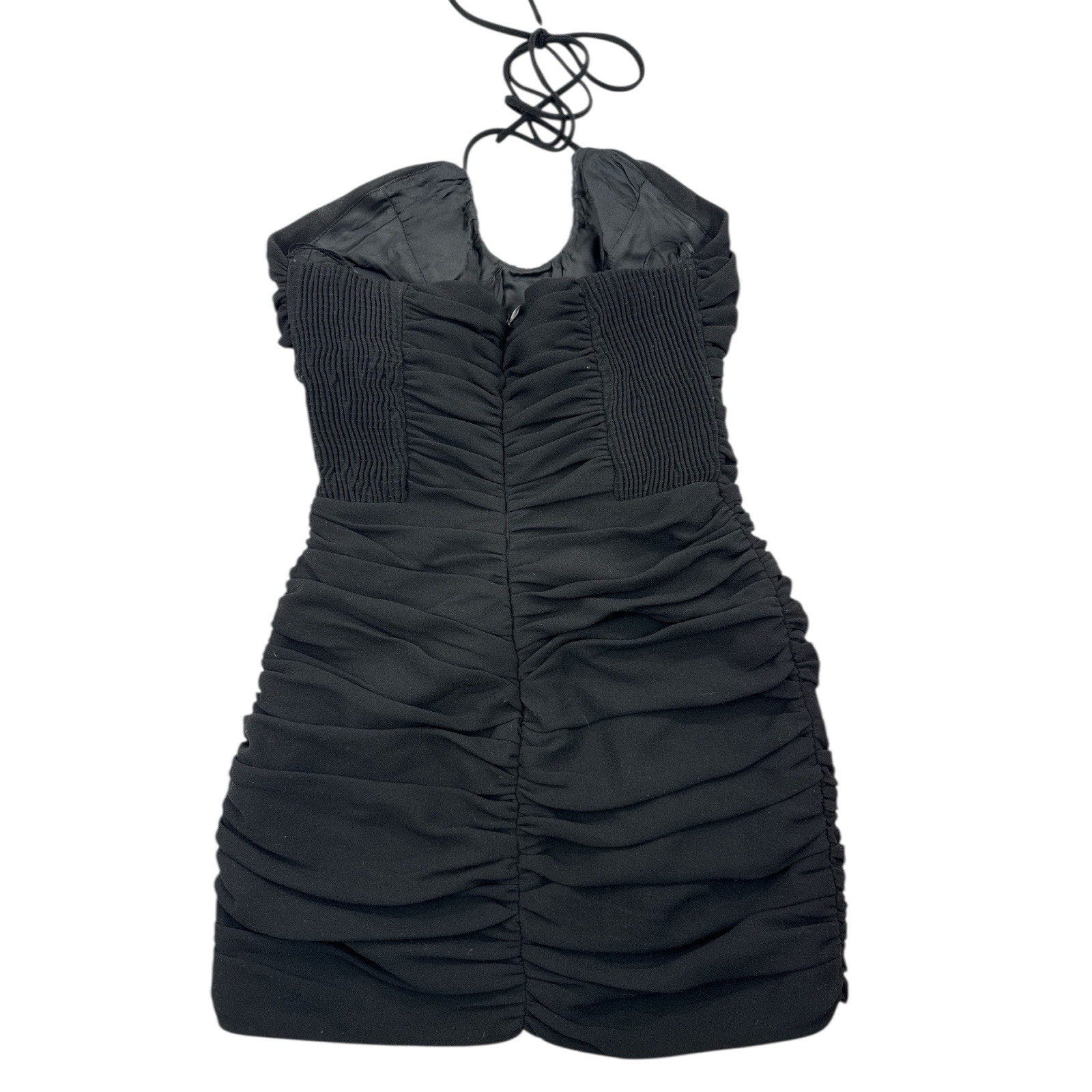ZARA Black Ruffled Halter Mini Dress Size S