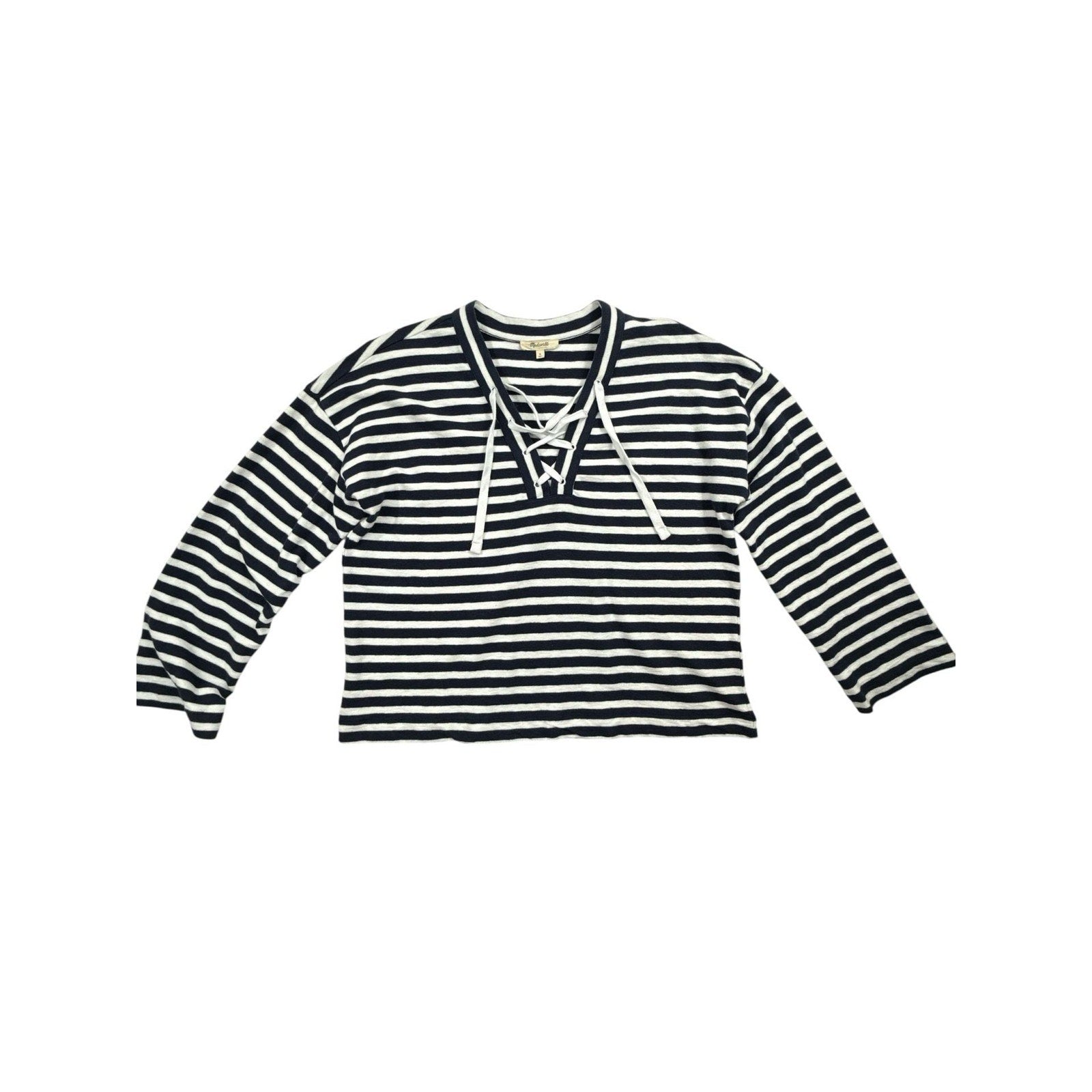 Madewell Lace-Up Long-Sleeve Tee in Stripe