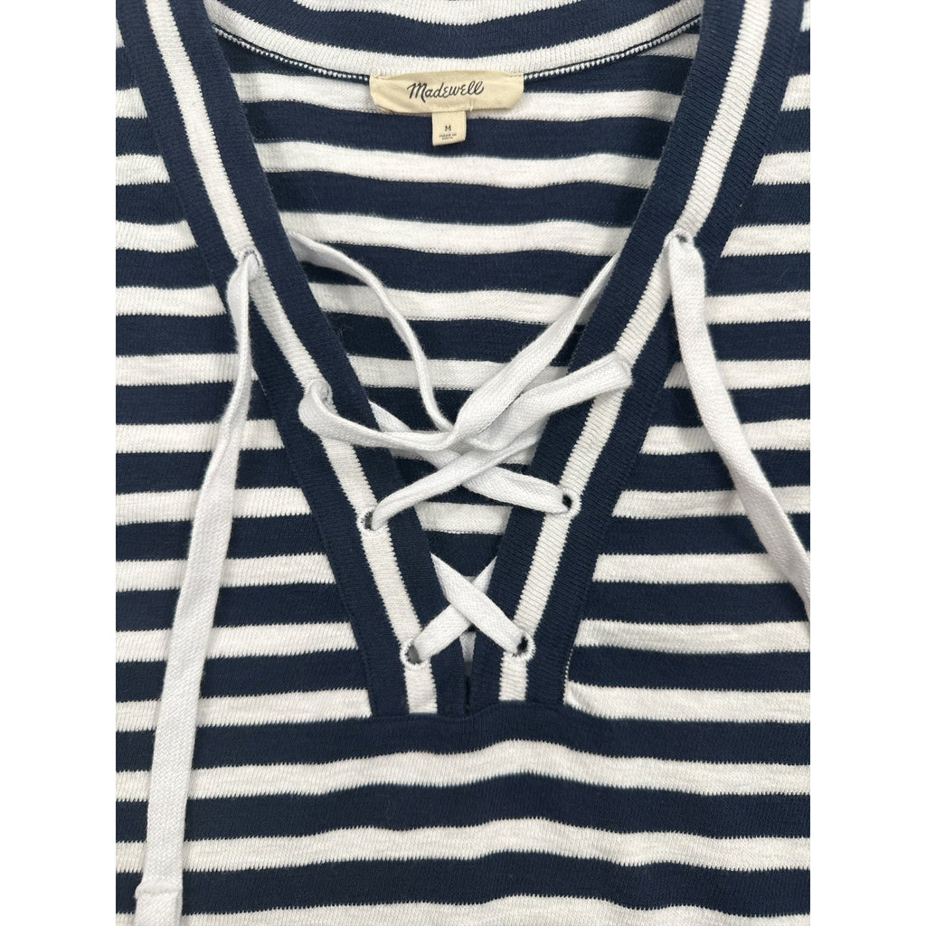 Madewell Lace-Up Long-Sleeve Tee in Stripe