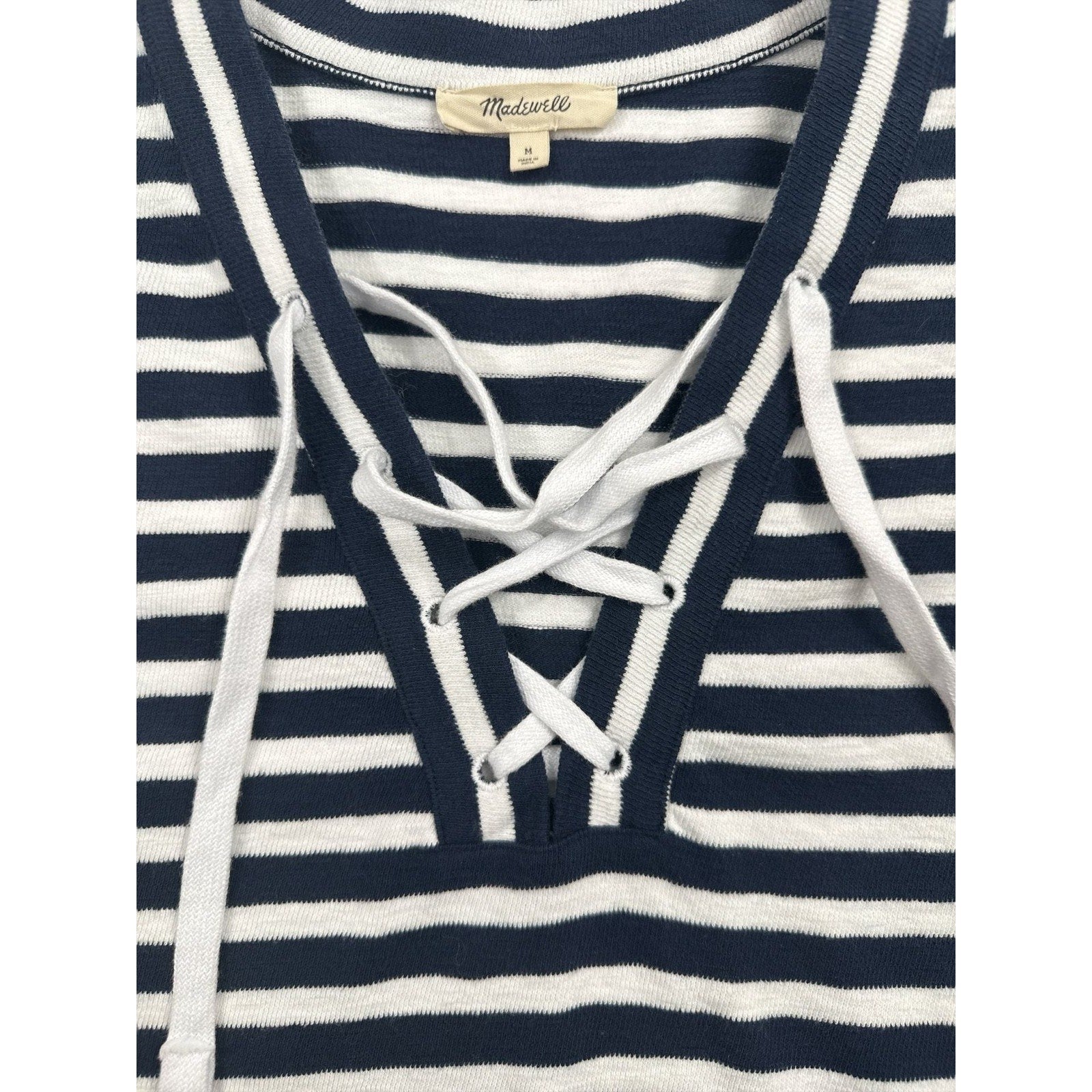 Madewell Lace-Up Long-Sleeve Tee in Stripe