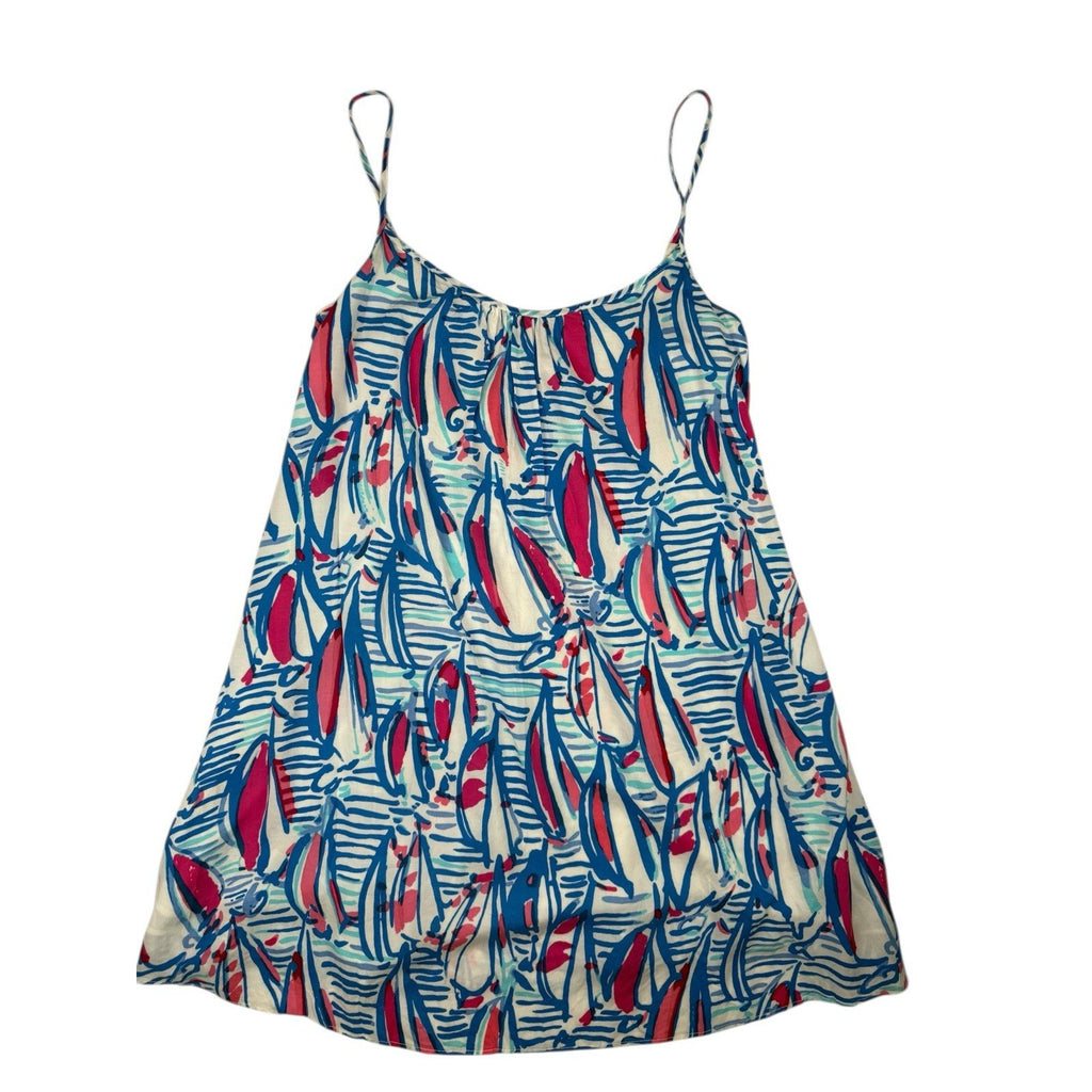 Lilly Pulitzer Red Right Return Sailboat Spaghetti Strap Dress Size M