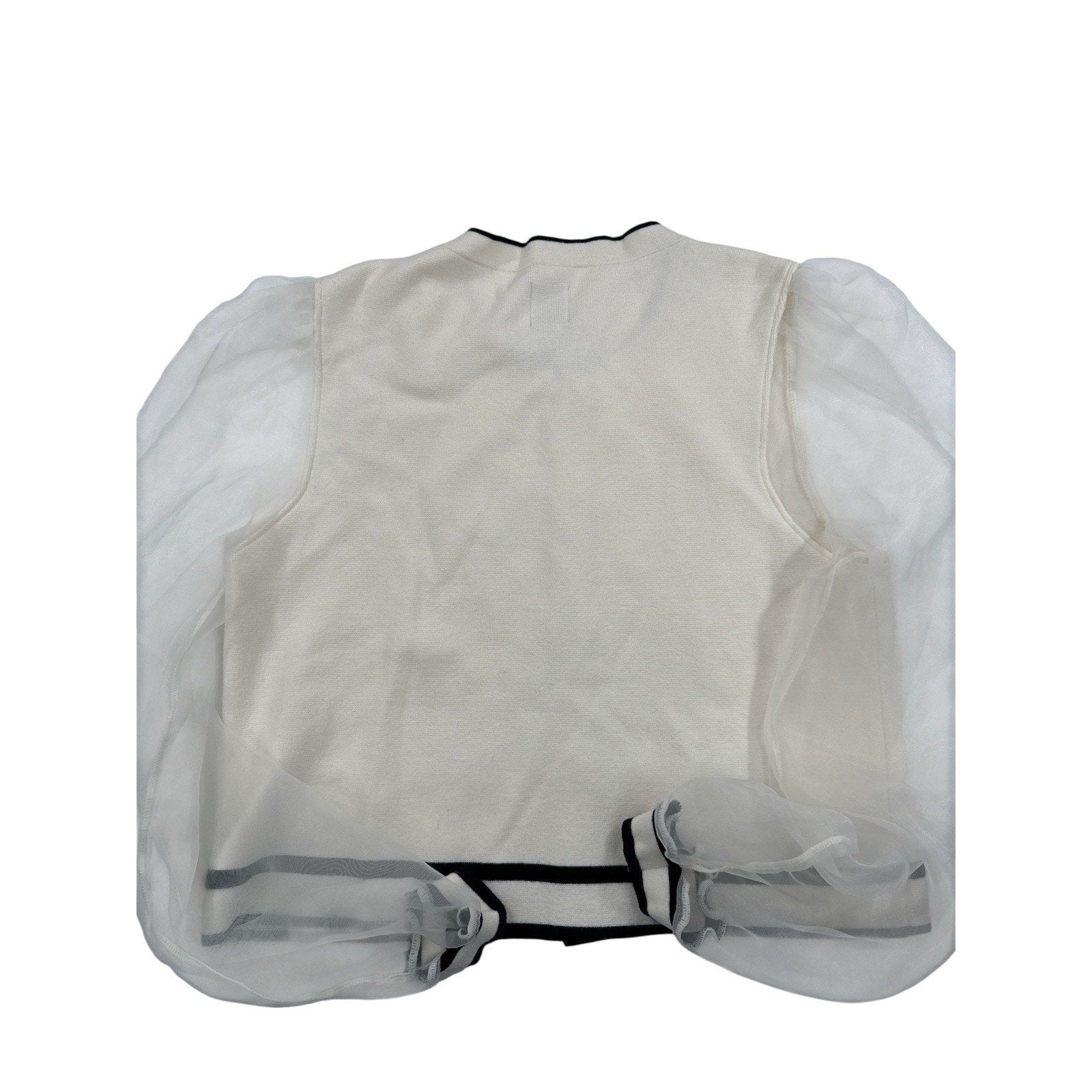 Maeve Anthropologie Sheer Sleeve Sweater Womens Size XL Ivory Organza