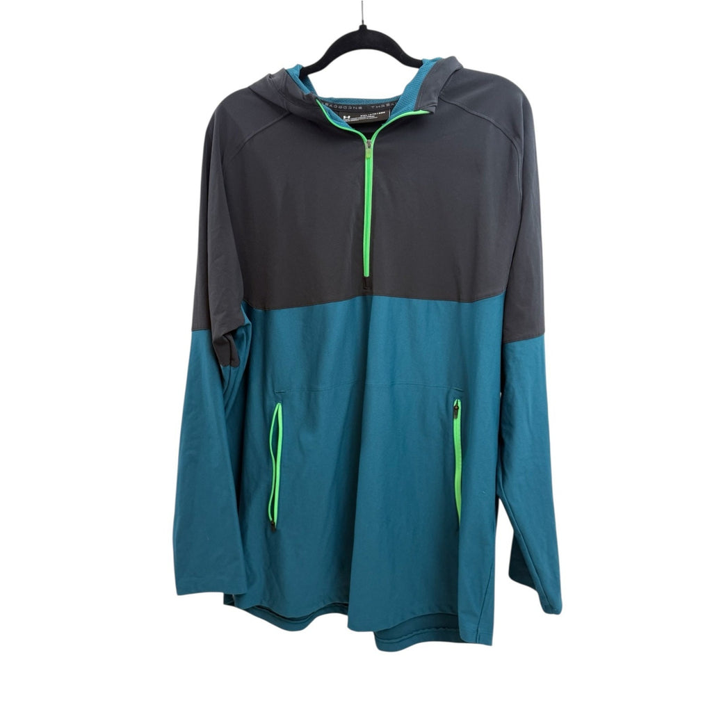 Mens Under Armour Black Teal Fitted 1/4 Quarter Zip Jacket Size XXL