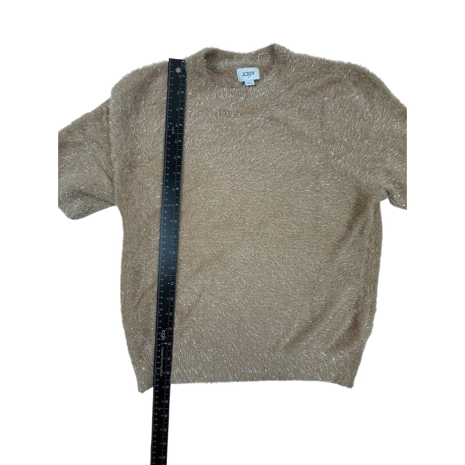 J.Crew Textured Short-Sleeve Knit Sweater in Champagne Beige size S