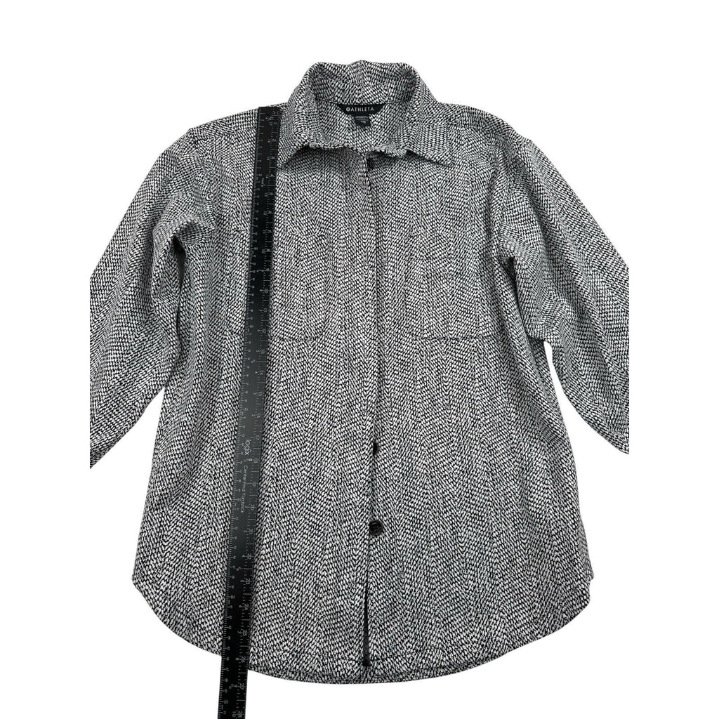 Athleta Textured Shirt Jacket Button Up in Braiden Black White Size XXS