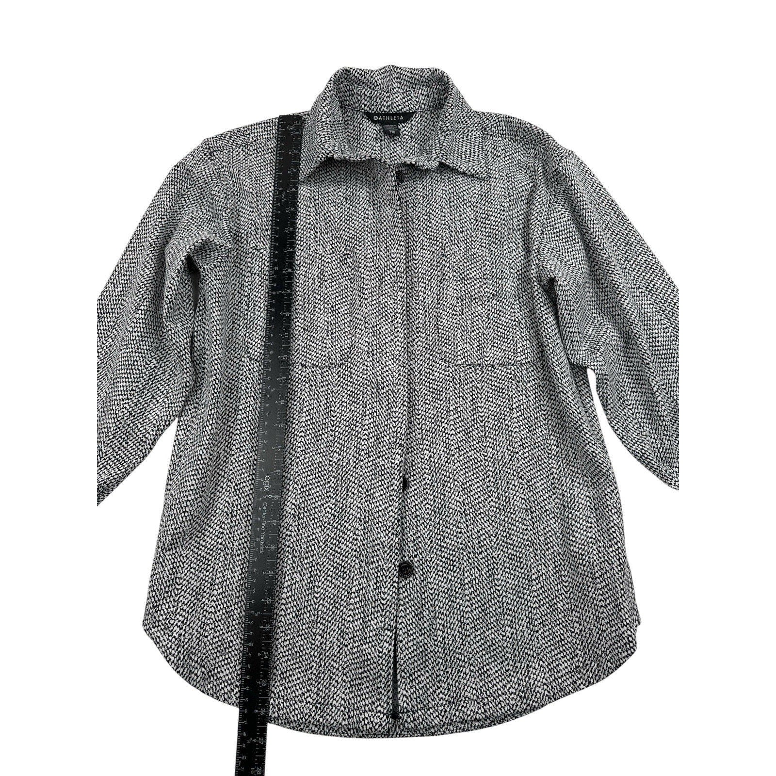 Athleta Textured Shirt Jacket Button Up in Braiden Black White Size XXS
