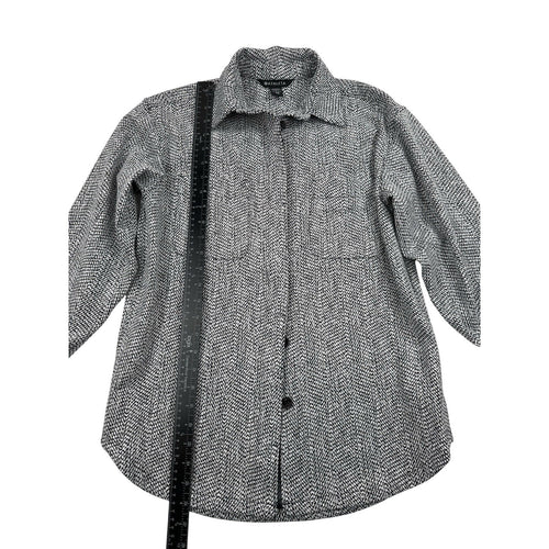 Athleta Textured Shirt Jacket Button Up in Braiden Black White Size XXS