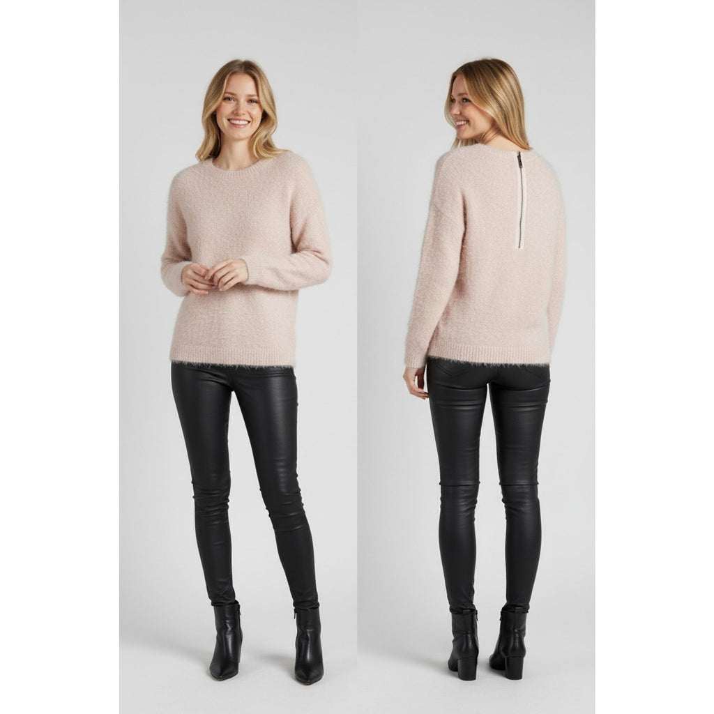 GXF by Gentle Fawn Pink Fuzzy Sweater Zip back Size Small