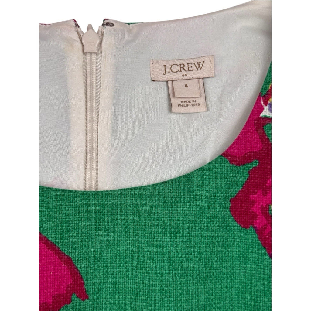 J. Crew Women's Green Floral Sheath Dress - Size 4