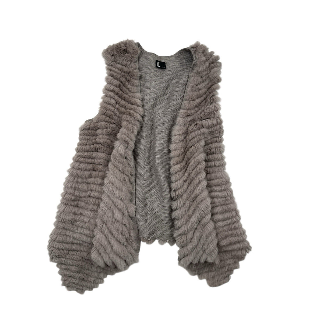 Love Token Gray Rabbit Fur Vest Size S