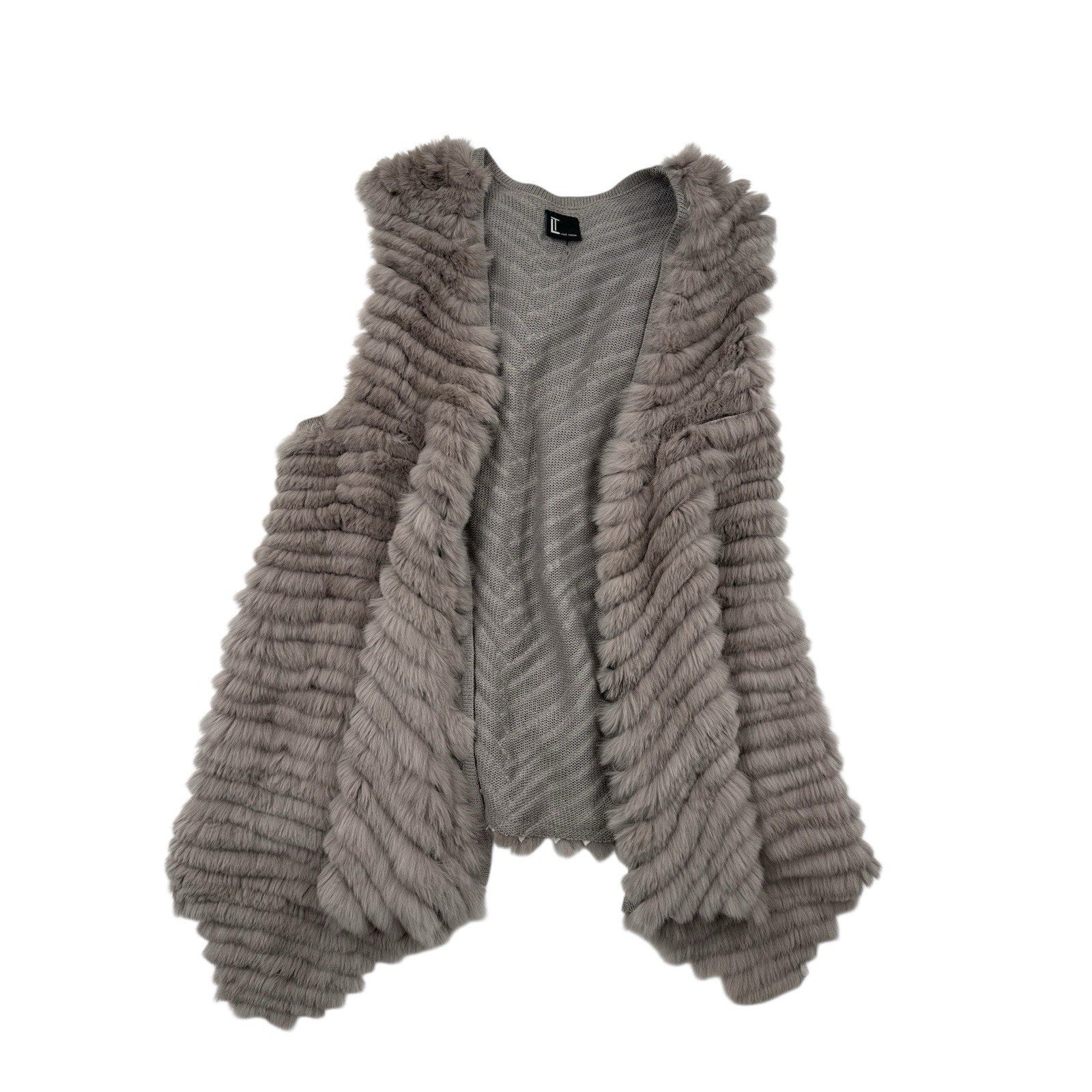 Love Token Gray Rabbit Fur Vest Size S