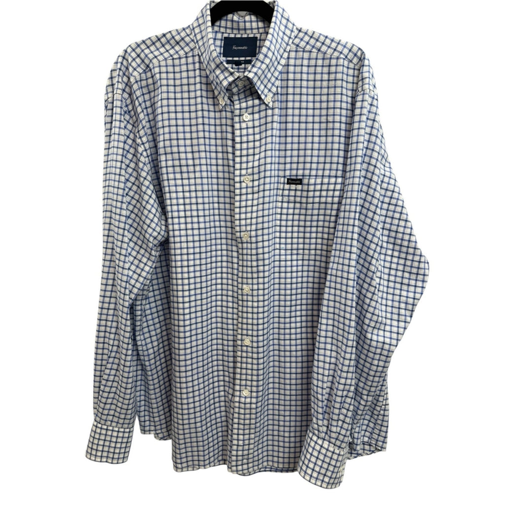 Mens Faconnable Classique Blue Plaid Shirt XL