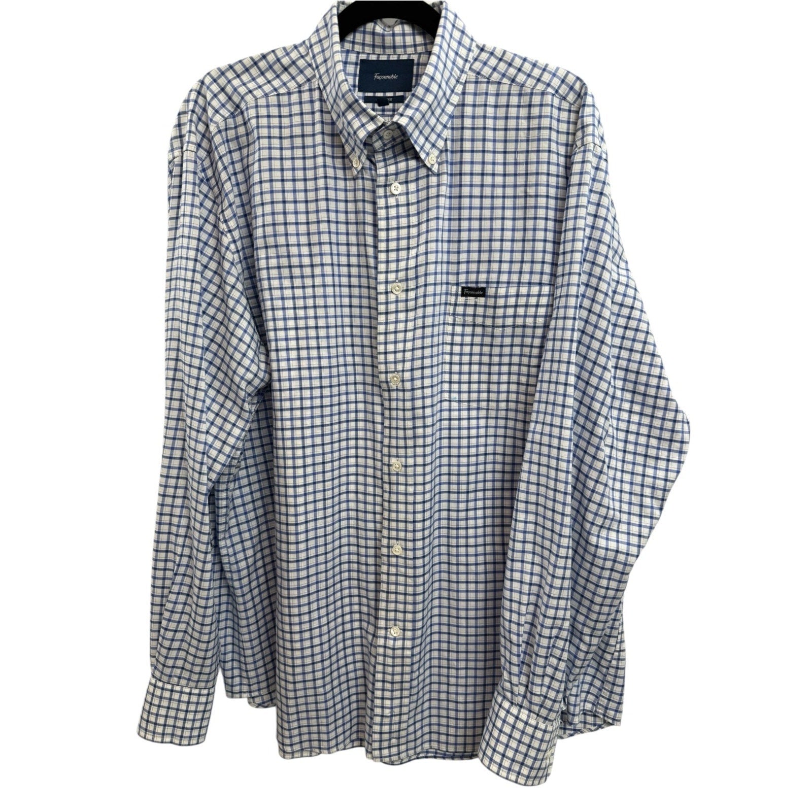 Mens Faconnable Classique Blue Plaid Shirt XL