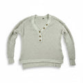Free People Whistle Thermal Chunky Knit Henley Sweater in White Cloud size M