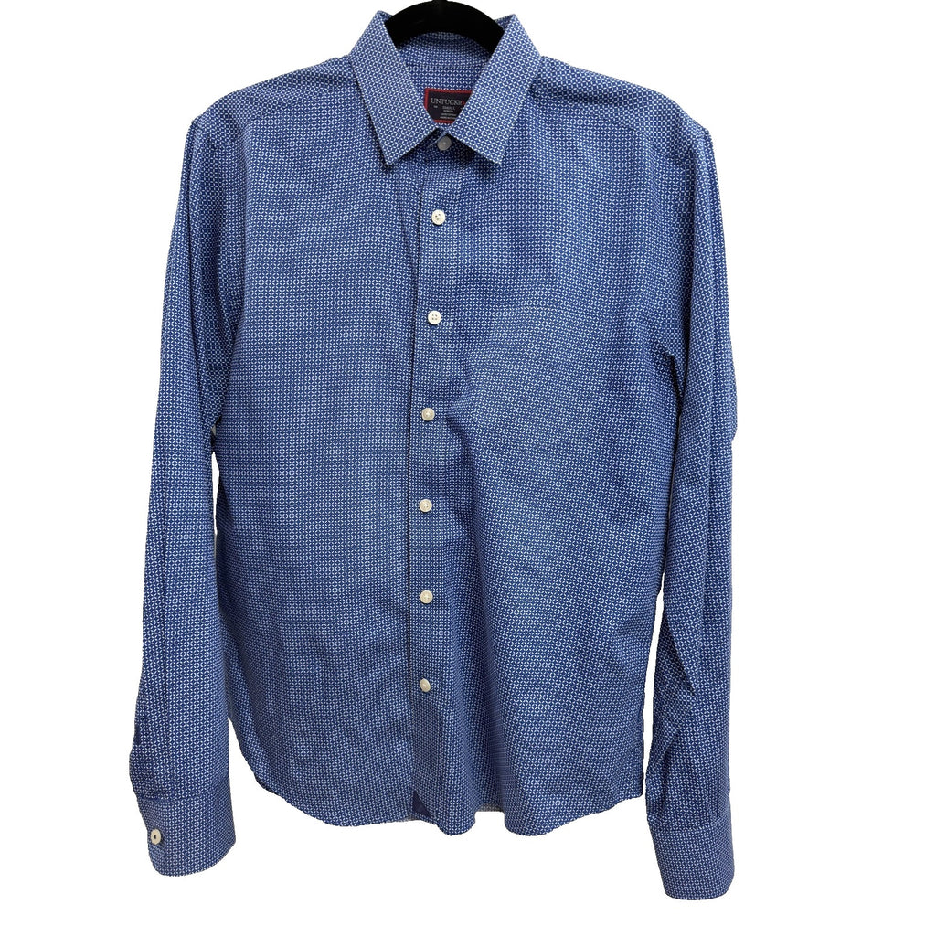 UNTUCKit Button Down Shirt Men Blue with White Stars Slim Fit Long Sleeve Size S