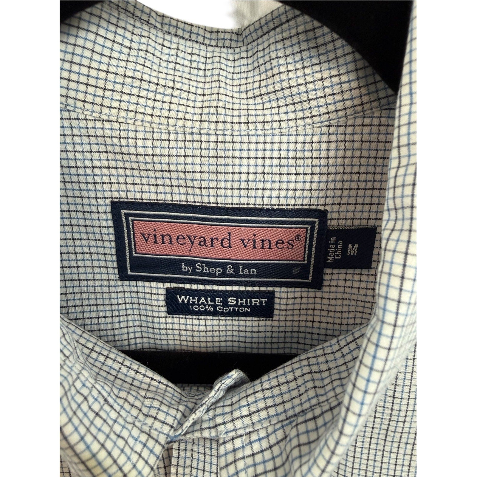 Mens Vineyard Vines Whale Shirt Blue Black White M Cotton