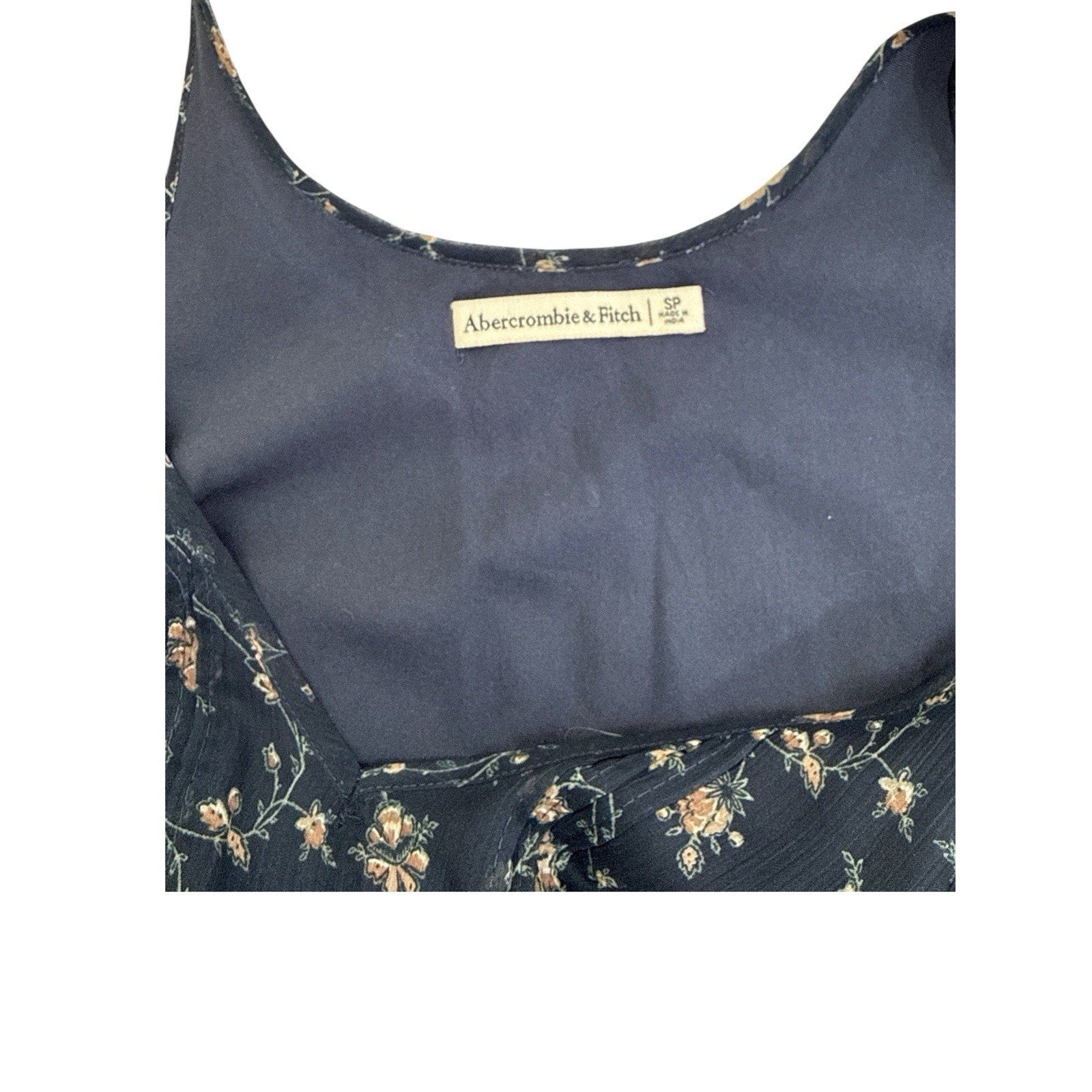 Abercrombie & Fitch Navy Floral Ruffle Hem Babydoll Mini Dress Size S